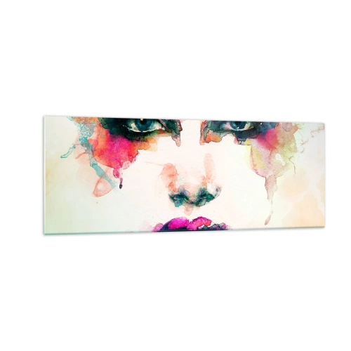 Quadro em vidro - Retrato pintado com o arco-íris - 140x50 cm