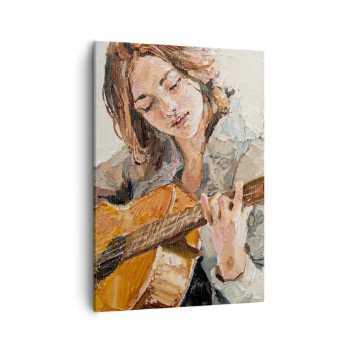 Quadro em tela - Concerto de violão e coração de rapariga - 50x70 cm