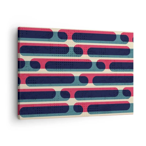 Quadro em tela - Padrão geométrico retrô com cores pastel - 70x50cm - Avançado e profundo - Decoração de parede moderna para a sala de estar e quarto ARTTOR