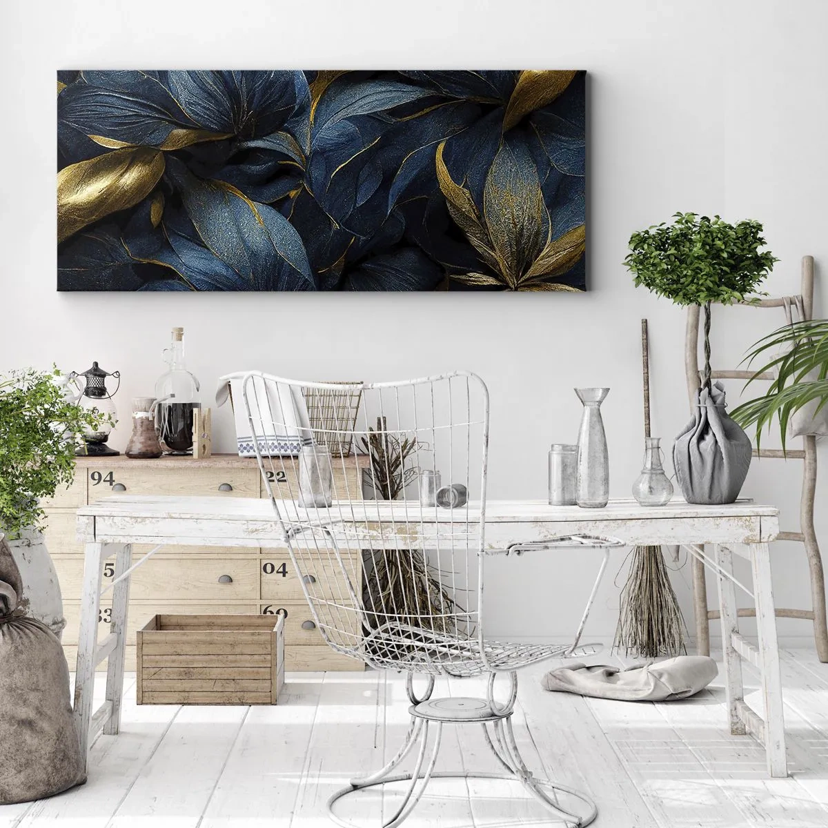 Quadro em tela - Forrado com ouro - 140x50 cm
