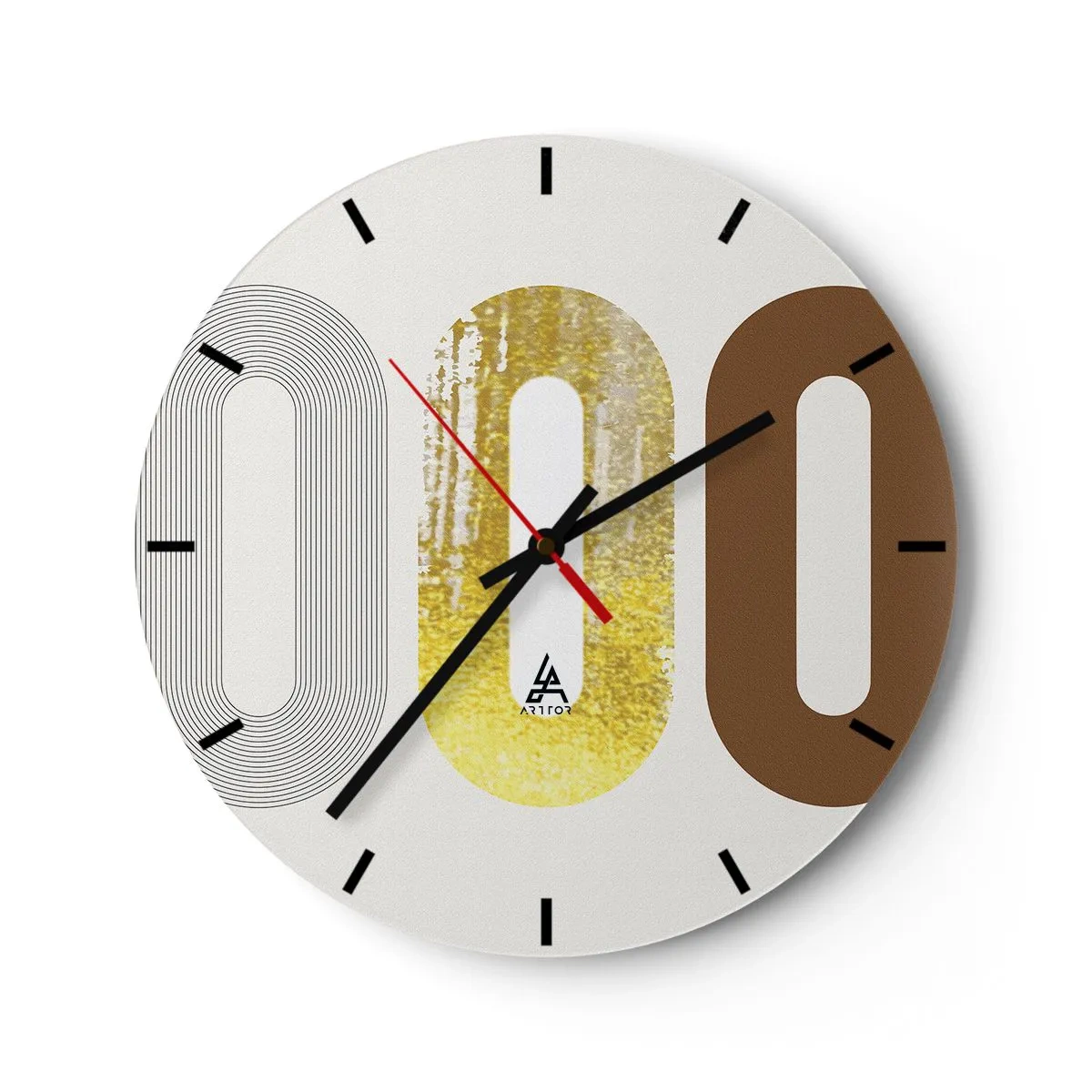 Relógio de parede - Relógio em vidro - Uma composição abstrata de formas geométricas e texturas - 30x30cm - Uuu! - Decoração de parede moderna para a sala de estar, cozinha e quarto ARTTOR