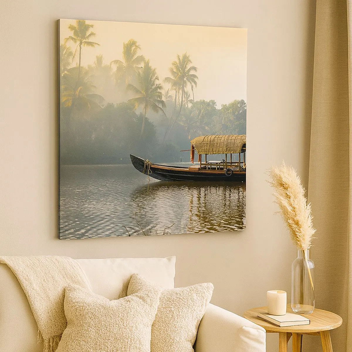 Quadro em tela - Casa no rio - 30x30 cm