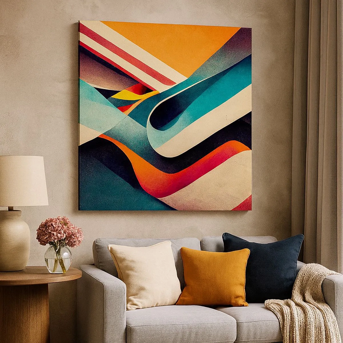 Quadro em tela - Composição intensa - 30x30 cm