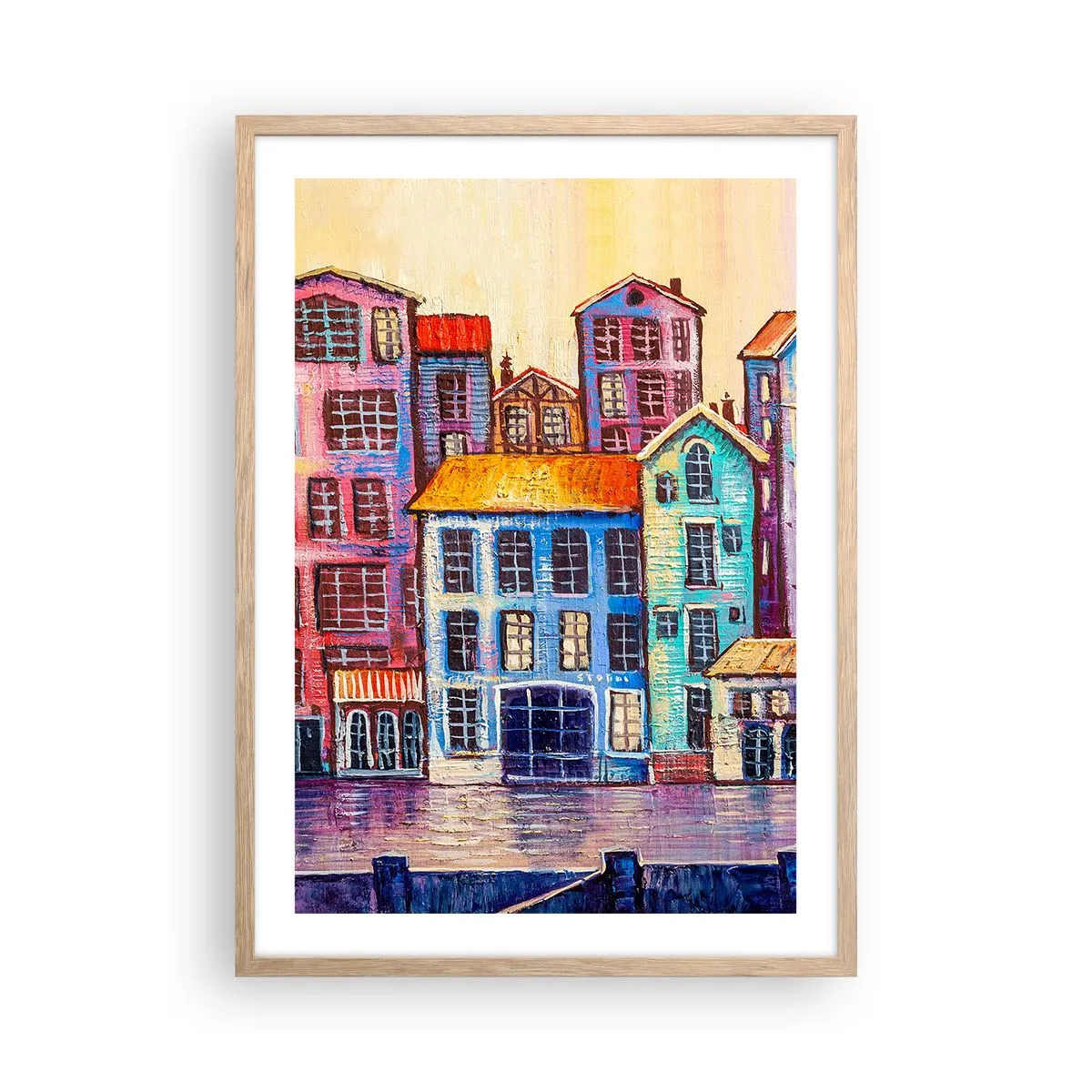 Pôster com moldura de carvalho claro - Uma cidade como de um conto de fadas - 50x70 cm
