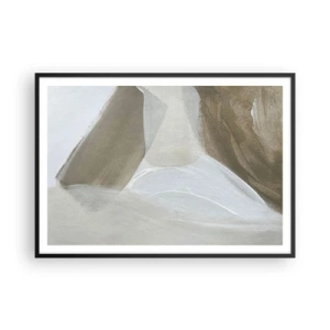 Pôster com moldura preta - Uma onda de branco - 100x70 cm
