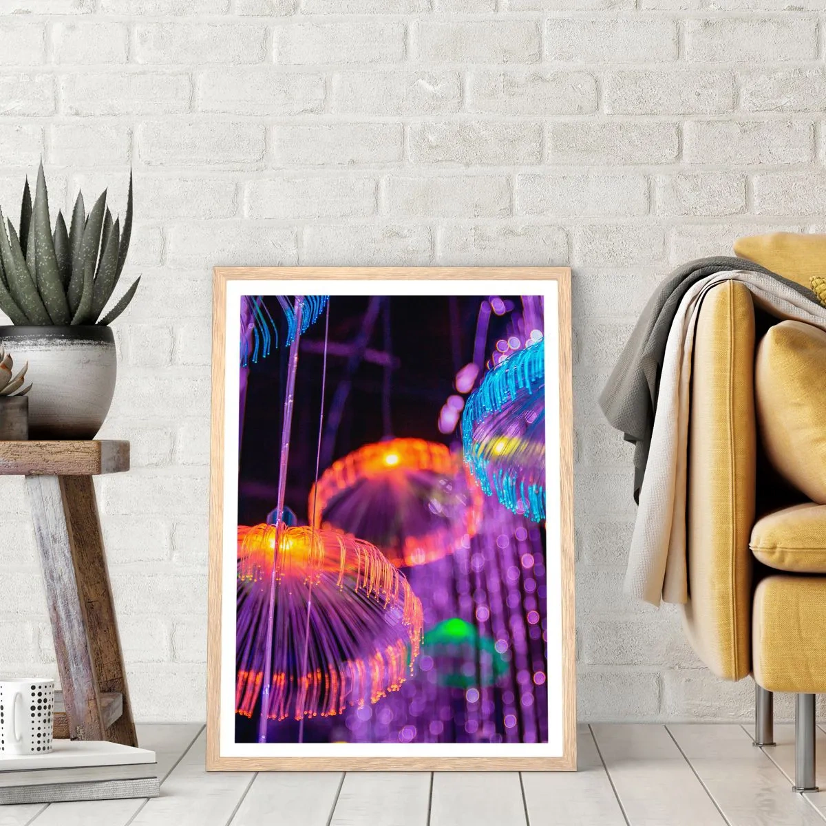 Pôster com moldura de carvalho claro - Fonte de luz - 61x91 cm