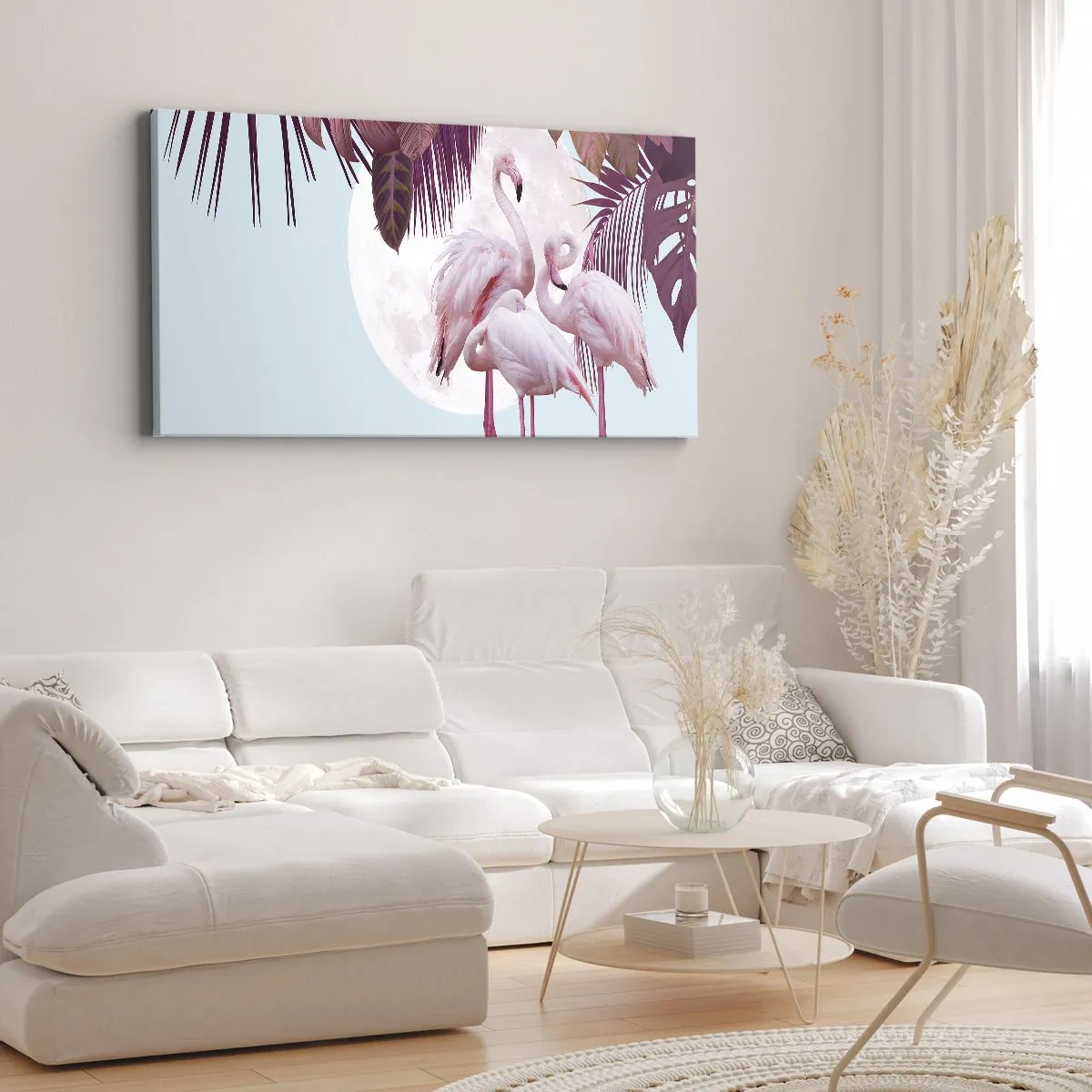 Quadro em tela - Três graças de pássaros - 100x40 cm