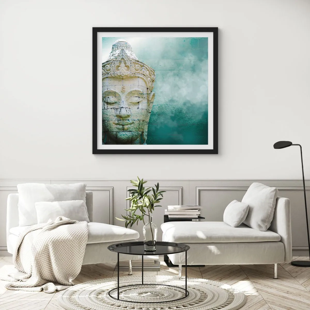 Pôster com moldura preta - Em busca da luz - 40x40 cm