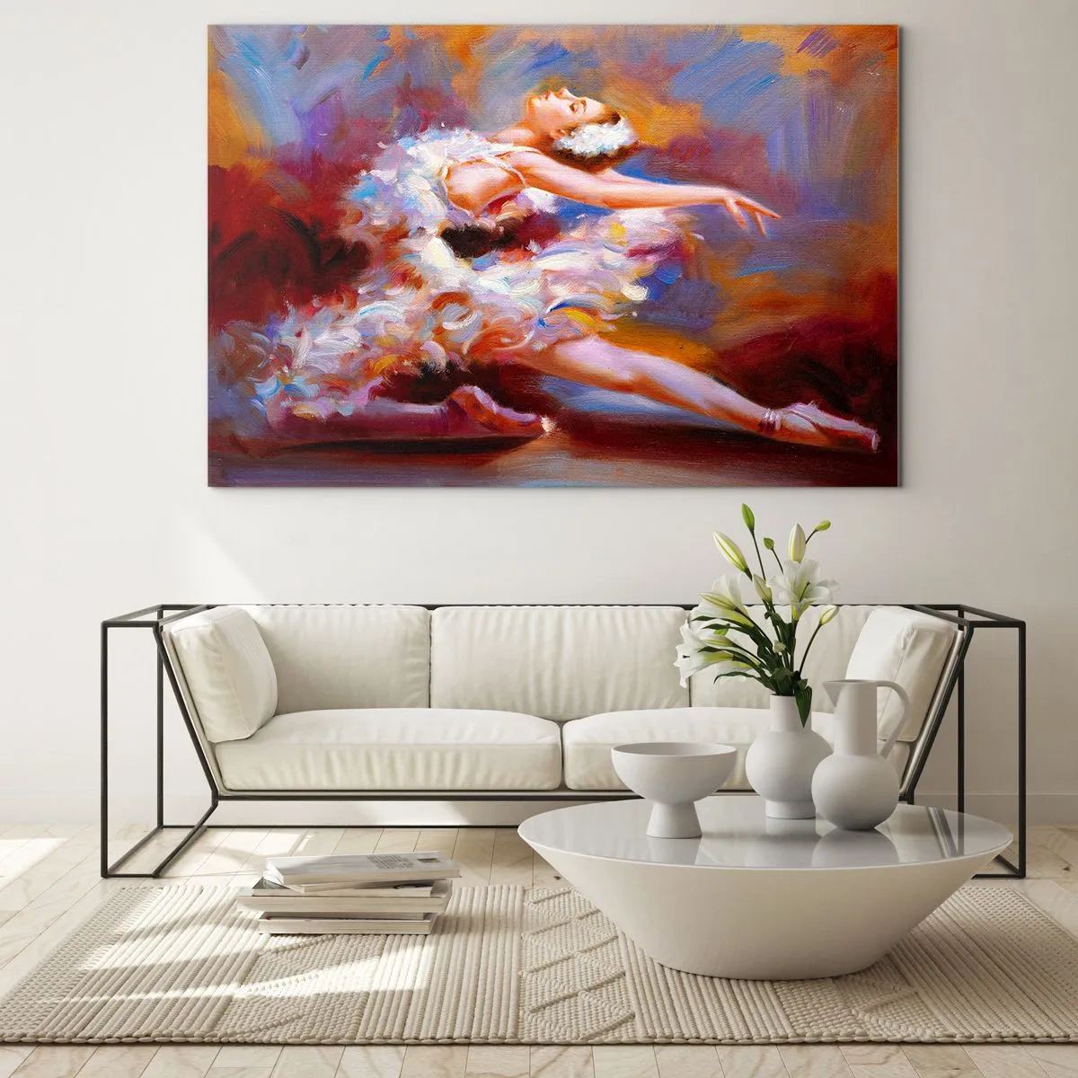 Quadro em vidro - A graça do cisne - 120x80 cm