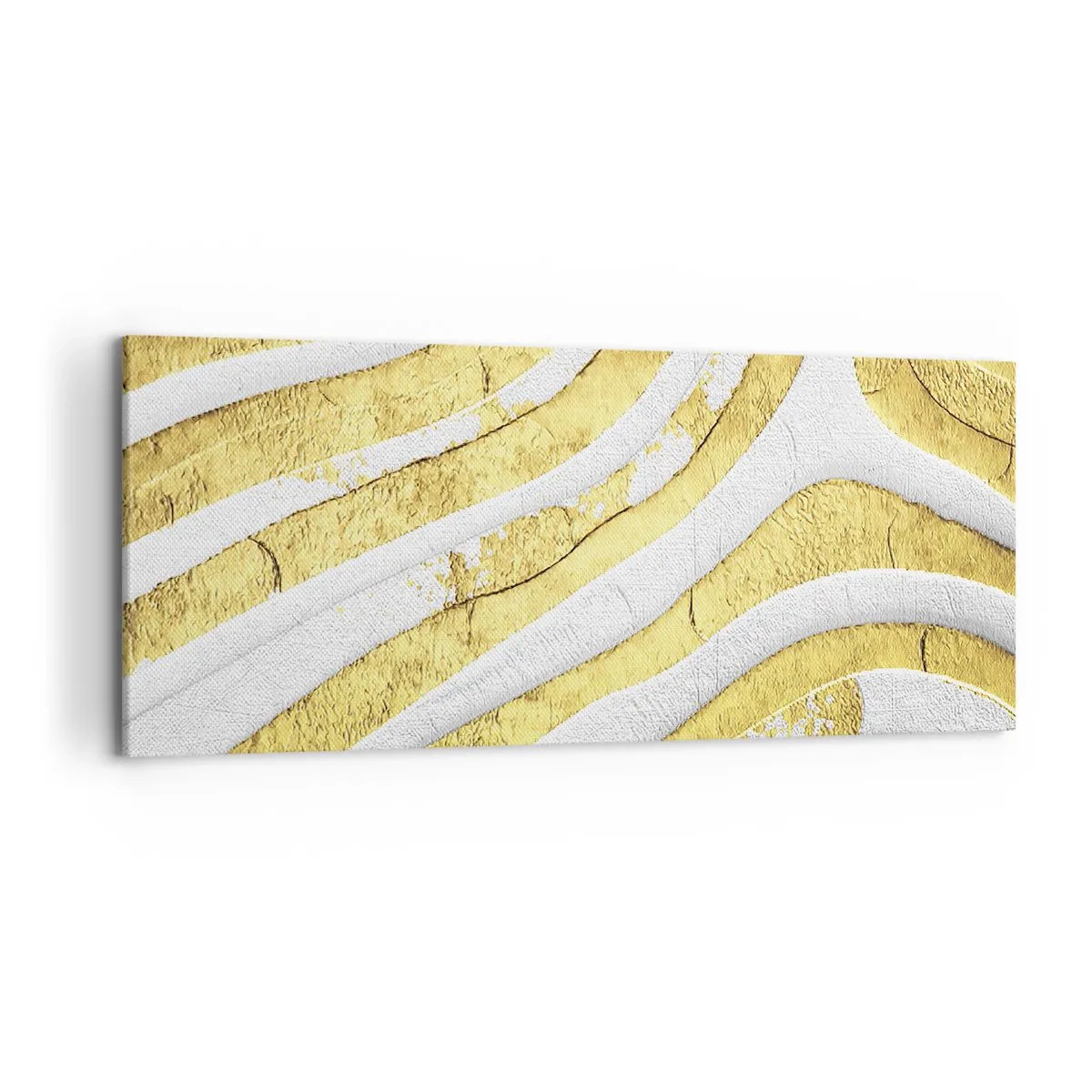 Quadro em tela - Composição a branco e ouro - 120x50 cm