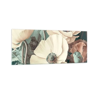 Quadro em vidro - O sussurro das papoulas - 100x40 cm
