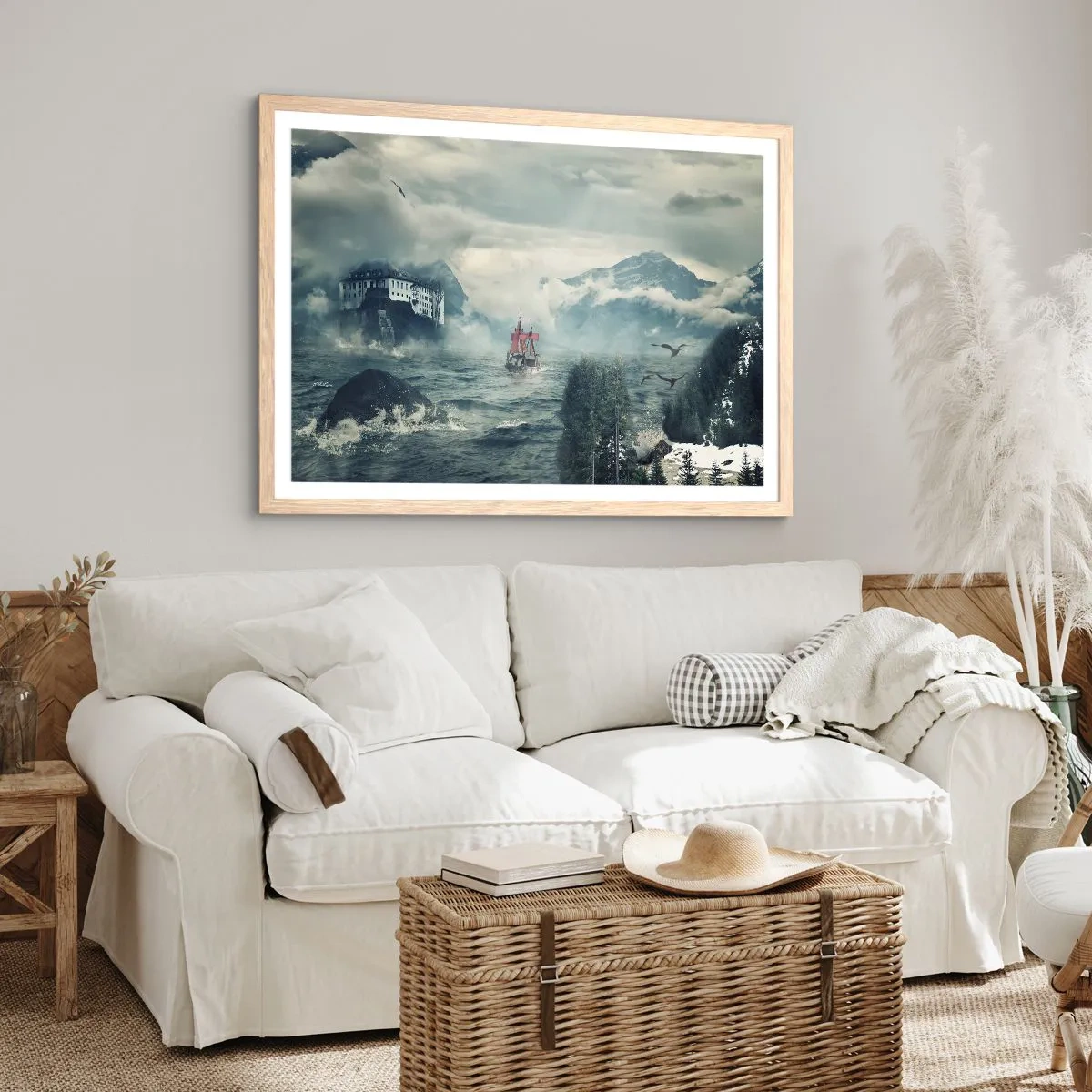 Pôster com moldura de carvalho claro - Nas águas mágicas - 70x50 cm