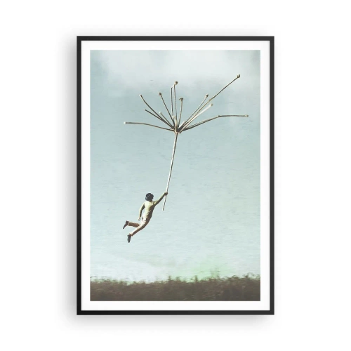 Pôster com moldura preta - Papagaios, balões, vento - 70x100 cm