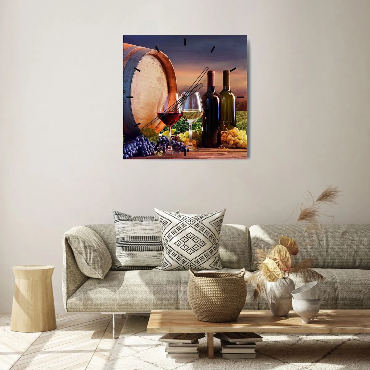 Relógio de parede - Relógio em vidro - Aqui a vida tem um sabor - 30x30 cm