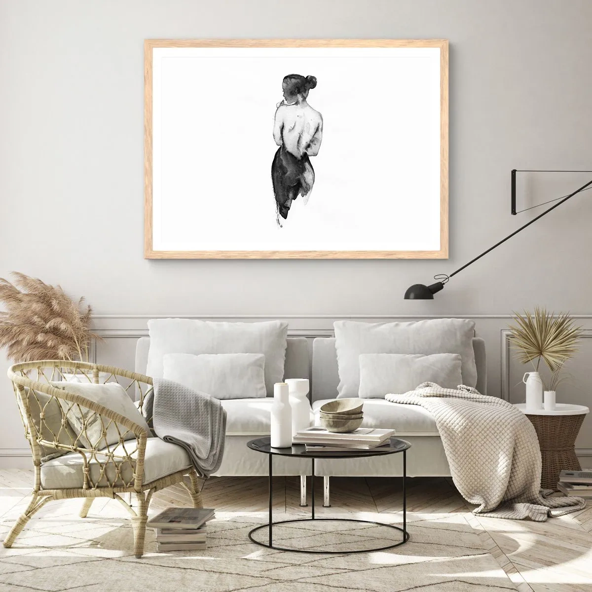 Pôster com moldura de carvalho claro - Com ela, o mundo desaparece - 91x61 cm