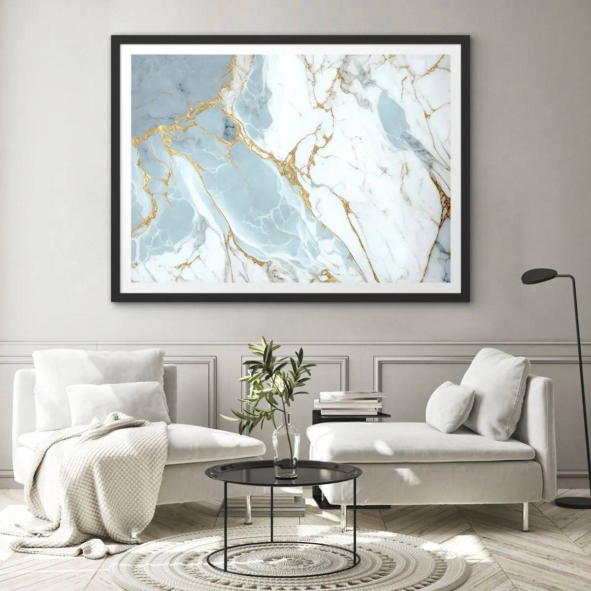 Pôster com moldura preta - Riqueza de pedra - 100x70 cm