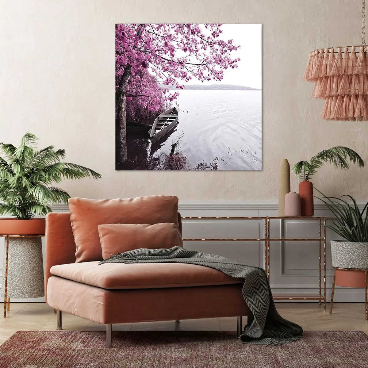 Quadro em tela - Em silêncio cor-de-rosa - 30x30 cm