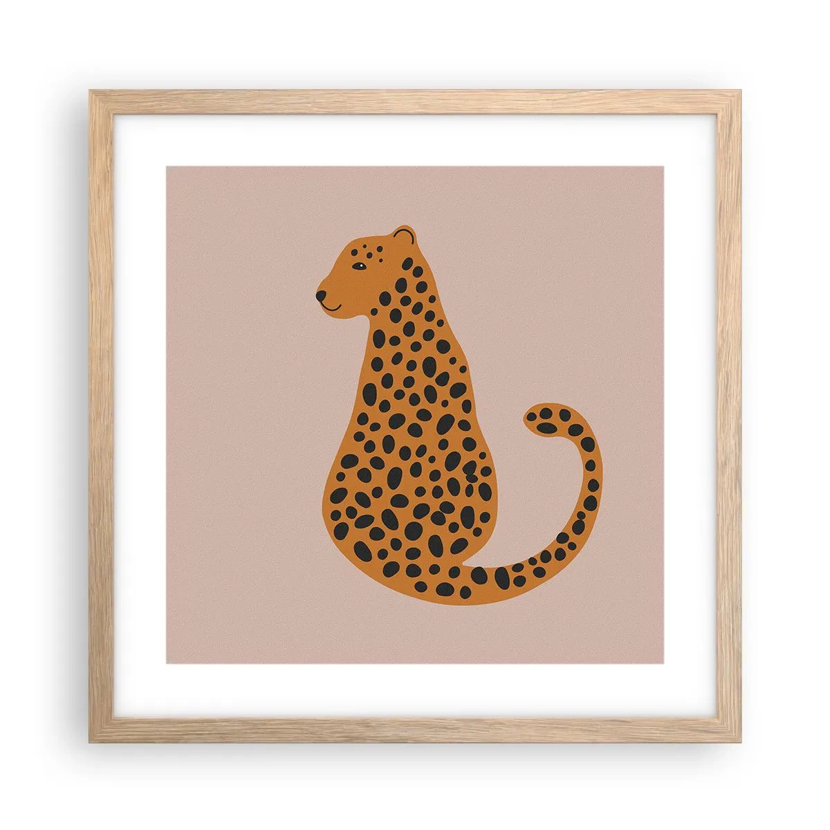 Pôster com moldura de carvalho claro - A estampa de leopardo está na moda - 40x40 cm