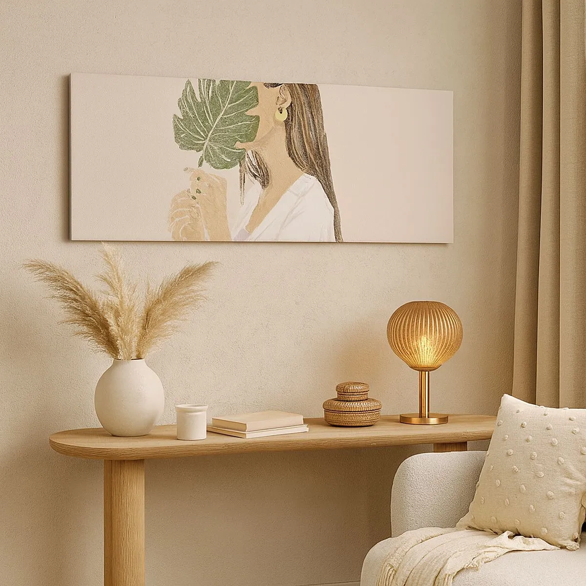 Quadro em tela - Retrato misterioso com uma adepta - 100x40 cm