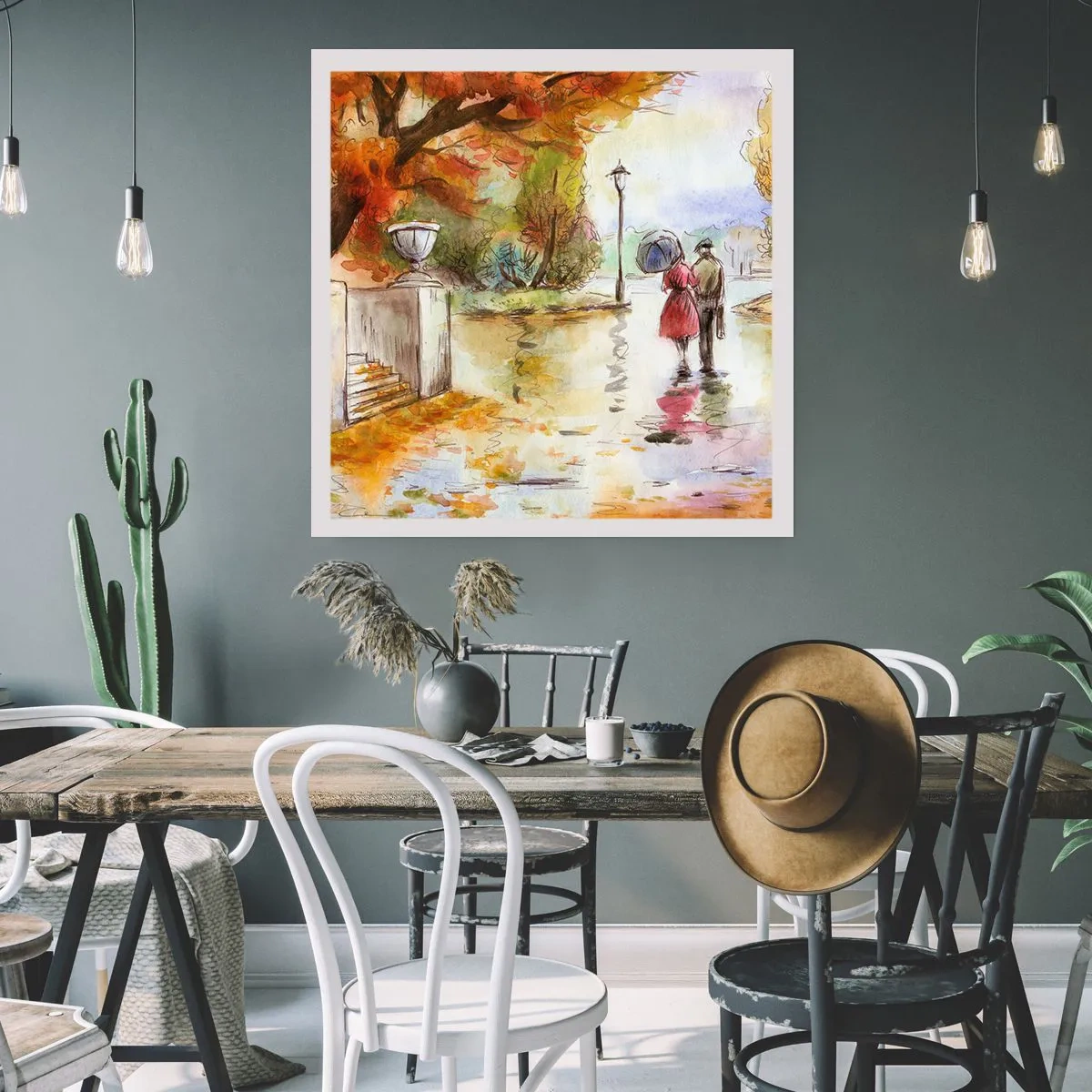 Pôster - Outono romântico no parque - 40x40 cm