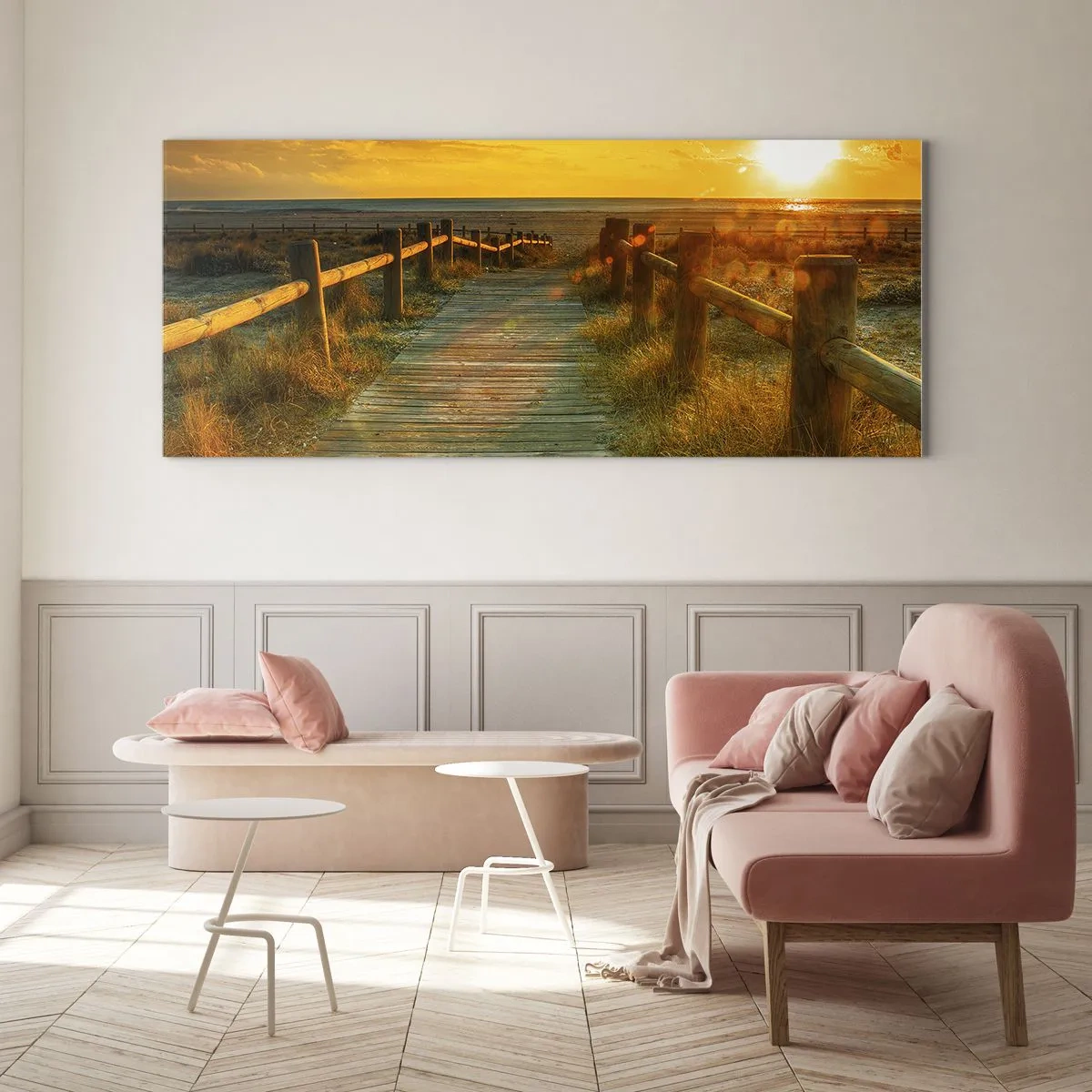 Quadro em vidro - Banhado em ouro antigo - 100x40 cm