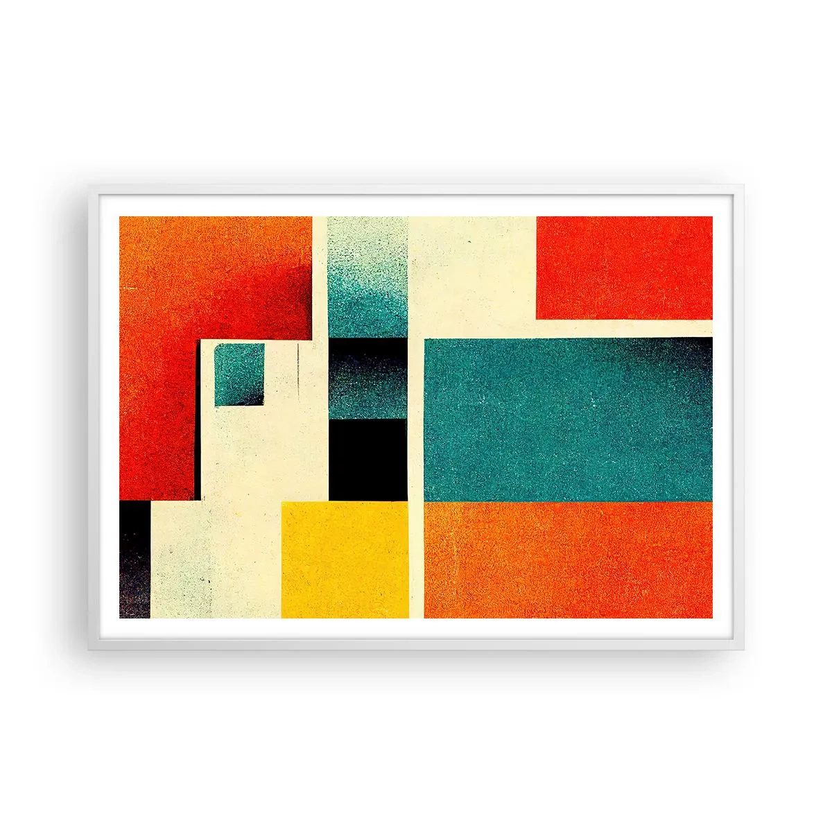 Pôster em moldura branca - Abstração geométrica – boa energia - 100x70 cm