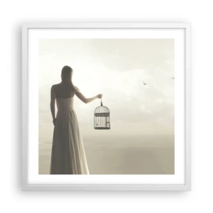 Pôster em moldura branca - Seja livre - 50x50 cm