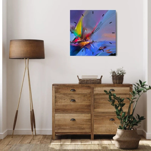 Relógio de parede - Relógio em vidro - Como as asas de um pássaro - 40x40 cm