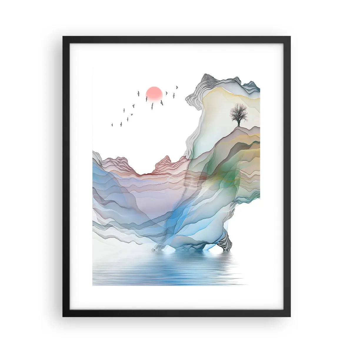 Pôster com moldura preta - Em direção às montanhas de cristal - 40x50 cm