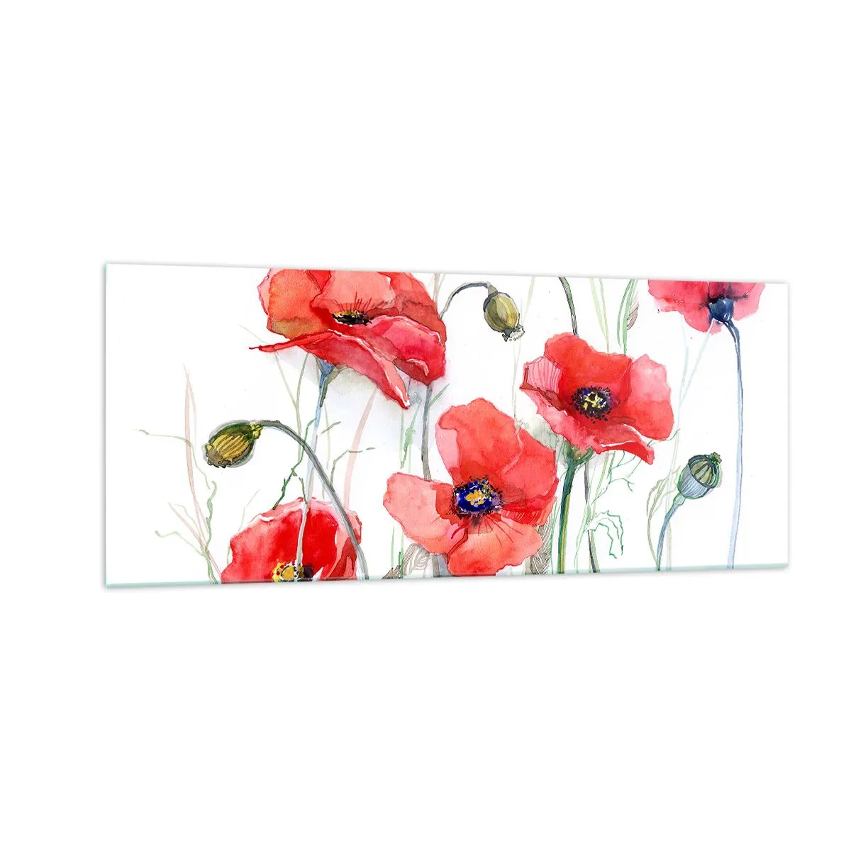 Quadro em vidro - Flores polacas - 100x40 cm