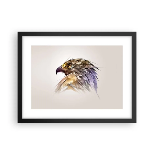 Pôster com moldura preta - Retrato de um guerreiro - 40x30 cm