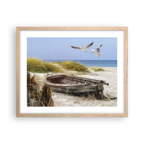 Pôster com moldura de carvalho claro - Banhado pelo vento - 50x40 cm