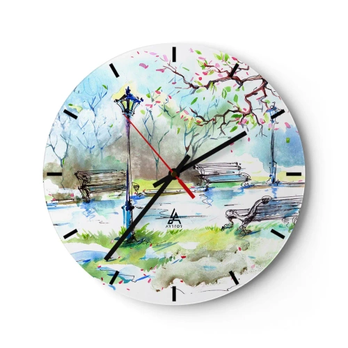 Relógio de parede - Relógio em vidro - O encanto do silêncio do parque - 40x40 cm