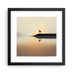 Pôster com moldura preta - Senhor no lago - 30x30 cm