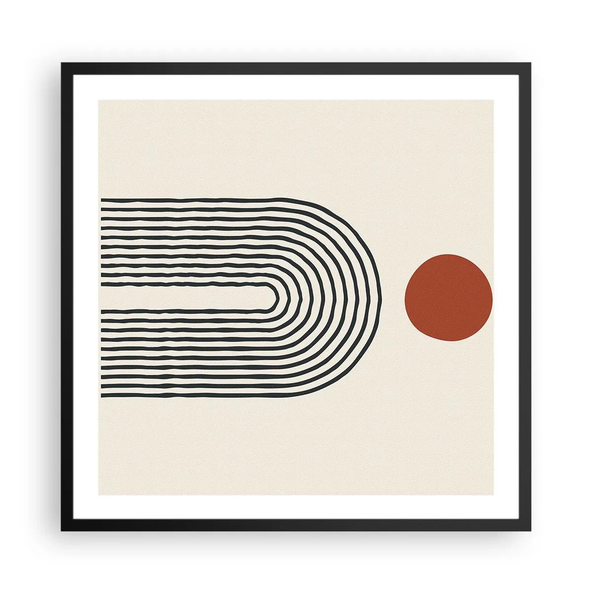 Pôster com moldura preta - Magnetismo de formas e cores - 60x60 cm