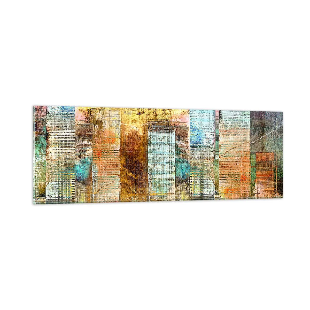 Quadro em vidro - Uma metrópole ensolarada - 90x30 cm