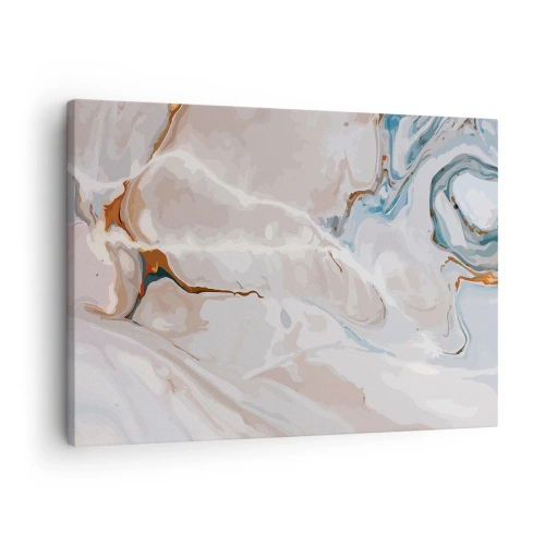 Quadro em tela - Padrão abstrato em tons de branco e azul - 70x50cm - Meandros azuis sob branco - Decoração de parede moderna para a sala de estar e quarto ARTTOR