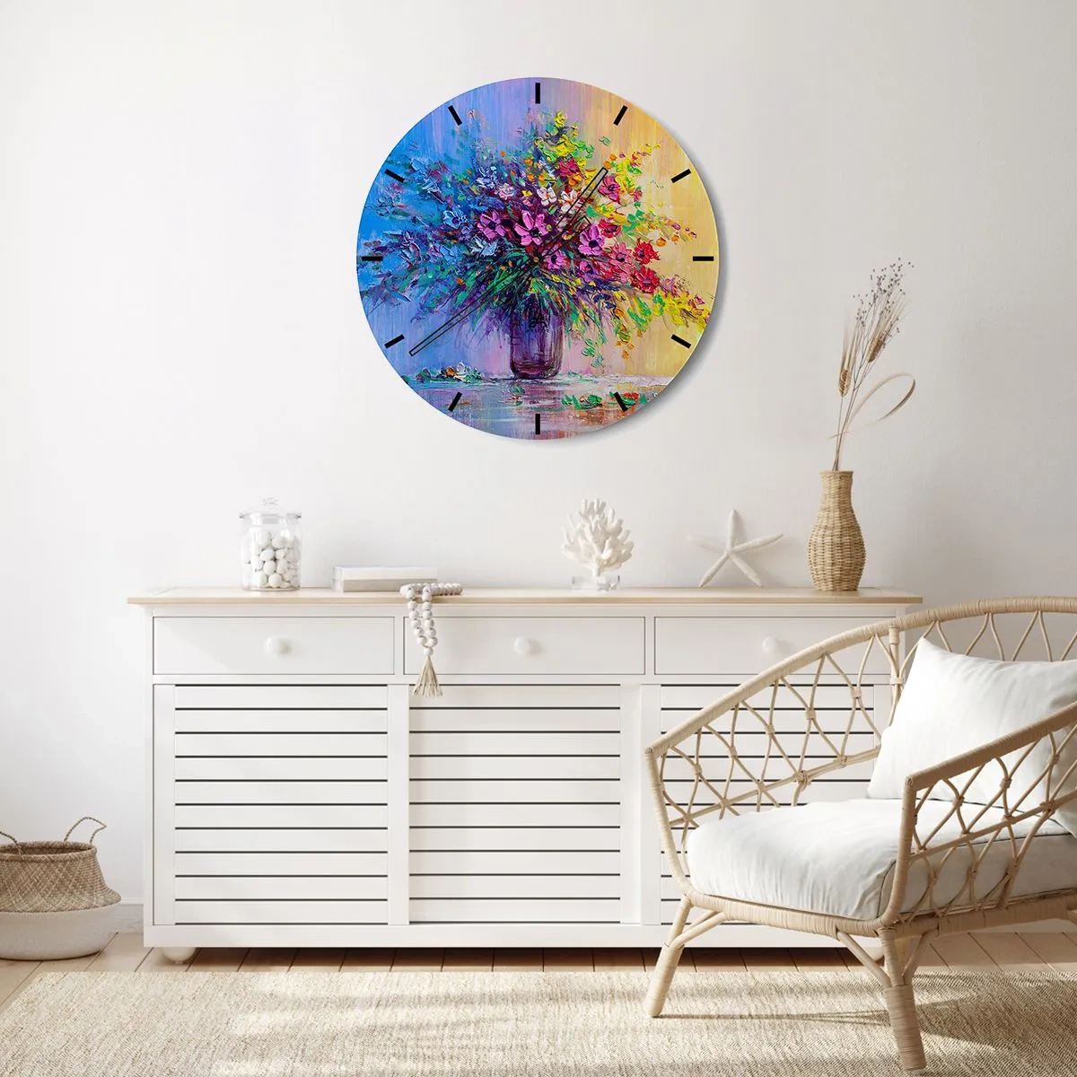 Relógio de parede - Relógio em vidro - Fruto de um prado - 30x30 cm