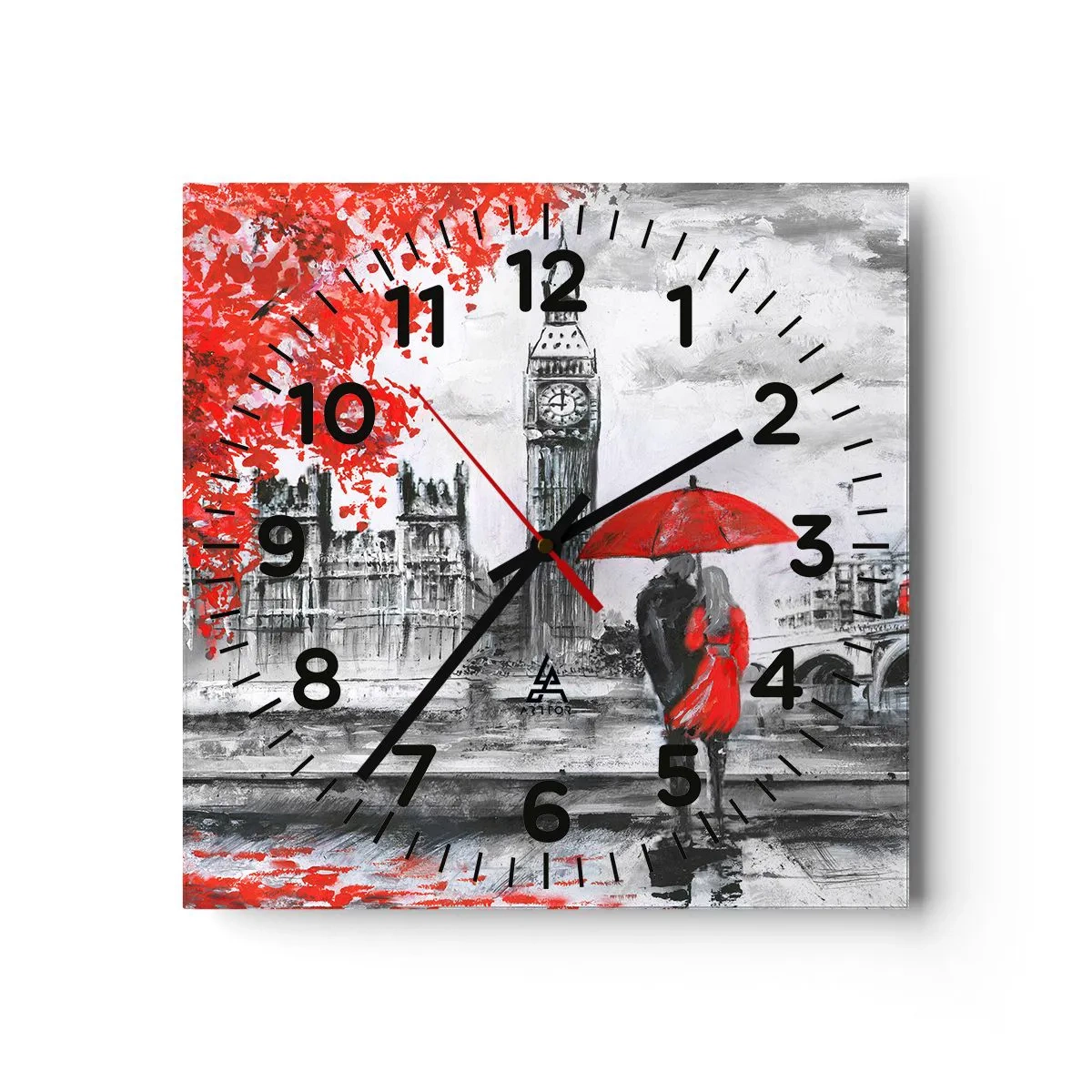 Relógio de parede - Relógio em vidro - Apaixonados em Londres - 30x30 cm