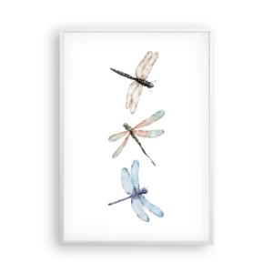 Pôster em moldura branca - Libélulas sem peso - 70x100 cm