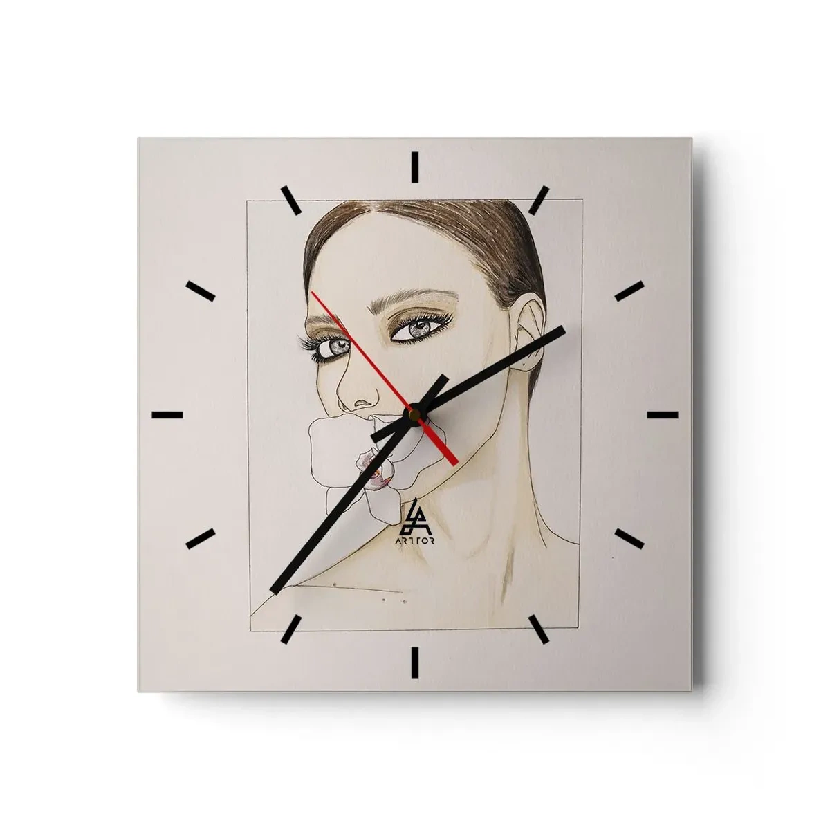 Relógio de parede - Relógio em vidro - Símbolo de elegância e beleza - 30x30 cm