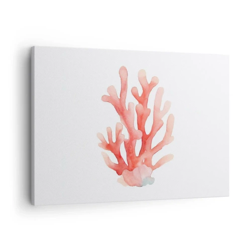 Quadro em tela - Uma ilustração sutil de coral em tons pastéis - 70x50cm - Coral de cor coral - Decoração de parede moderna para a sala de estar e quarto ARTTOR