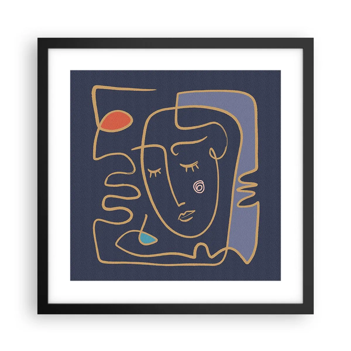 Pôster com moldura preta - Nos pensamentos - 40x40 cm