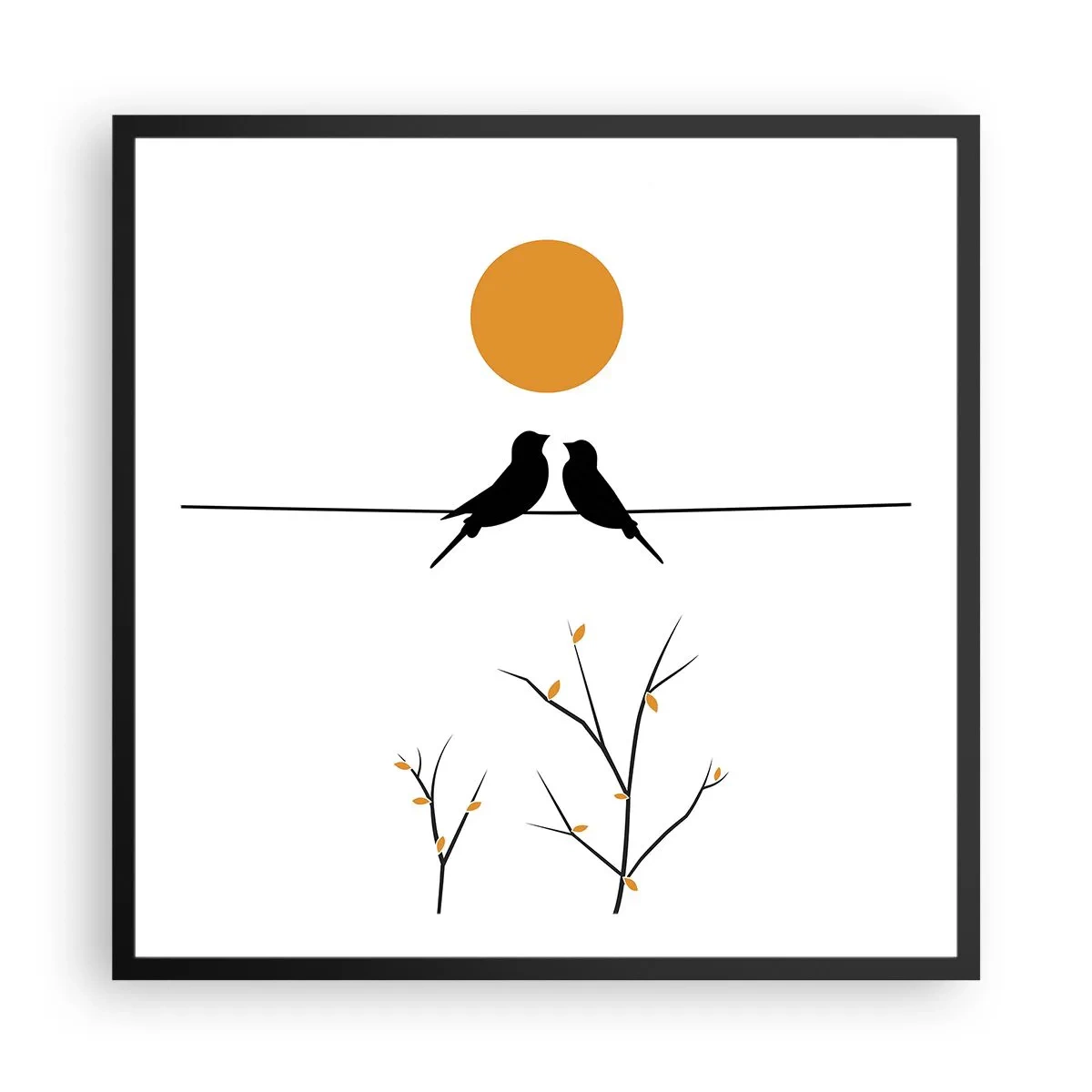 Pôster com moldura preta - A noite dos rouxinóis - 60x60 cm