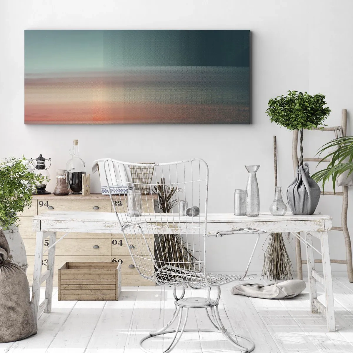 Quadro em tela - Resumo: ondas de luz - 100x40 cm