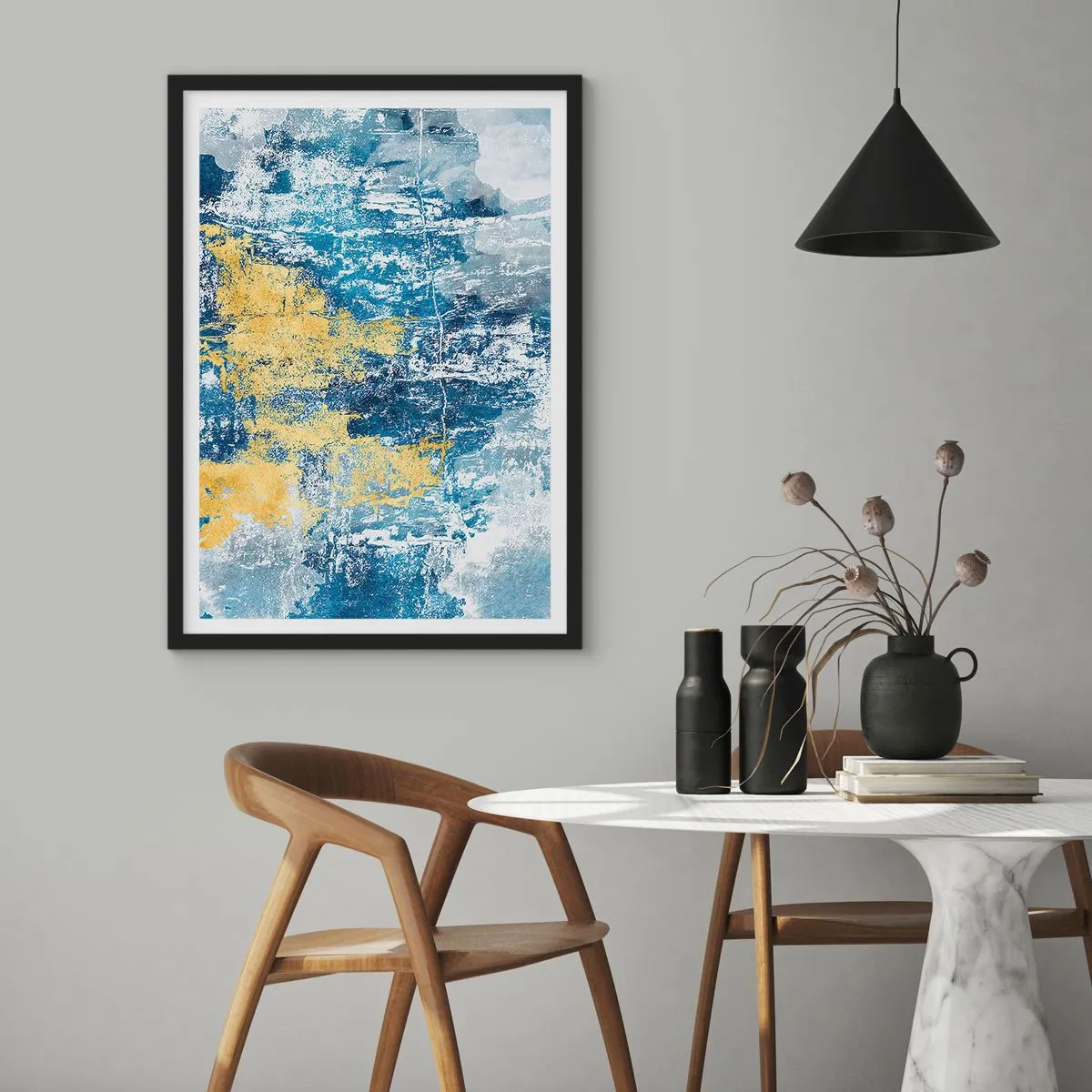 Pôster com moldura preta - Abstração cheia de clima - 70x100 cm