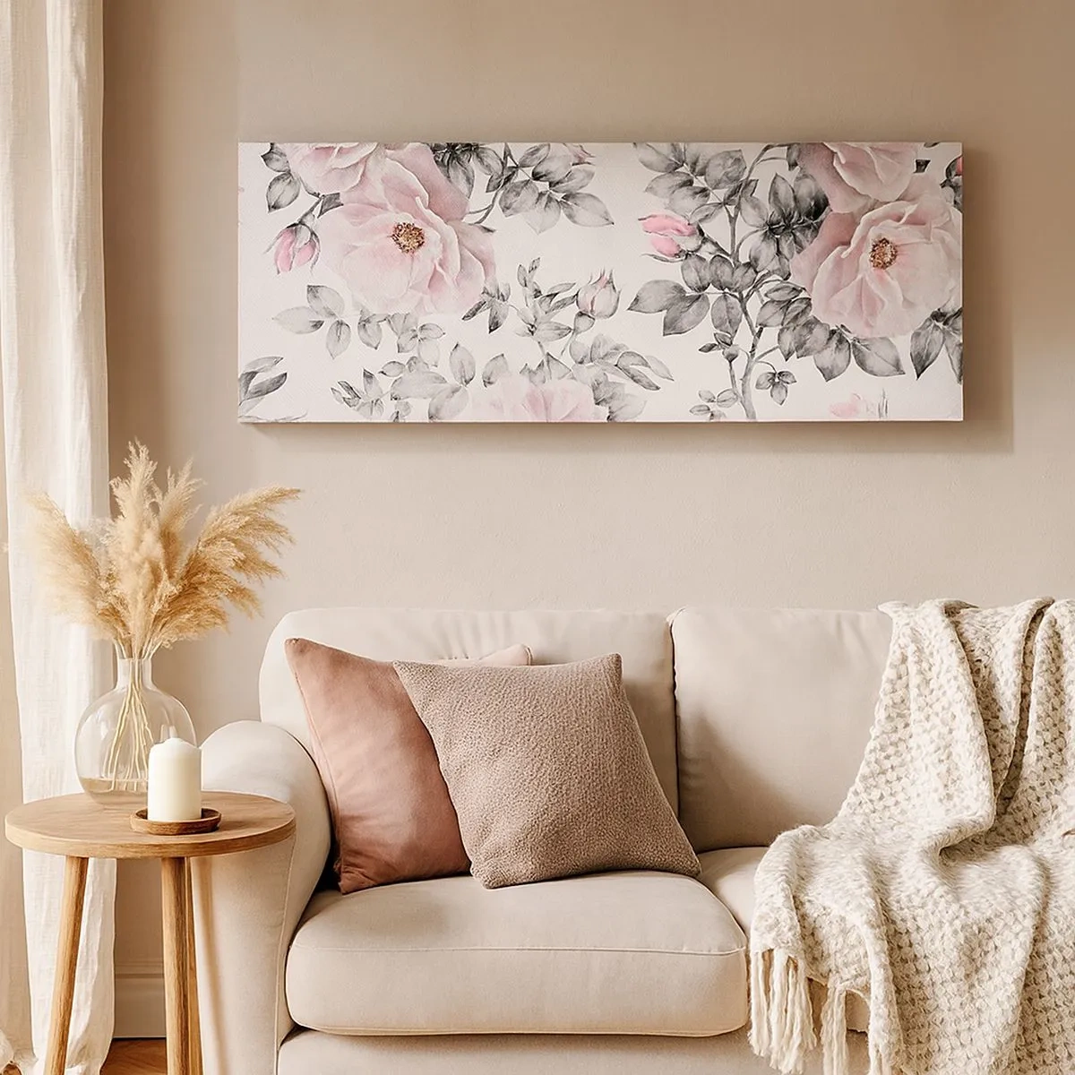 Quadro em tela - Perder-se nas rosas - 100x40 cm