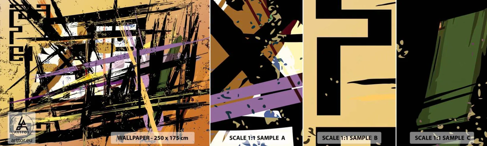 Amostra de papel de parede autocolante Deluxe Sticker - Corte afiado - Abstração, Pedaço, Padrão Moderno - 100x30 cm