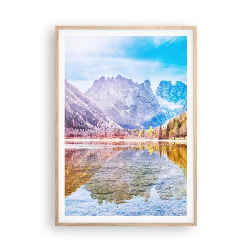 Pôster com moldura de carvalho claro - E nas montanhas é outono - 70x100 cm