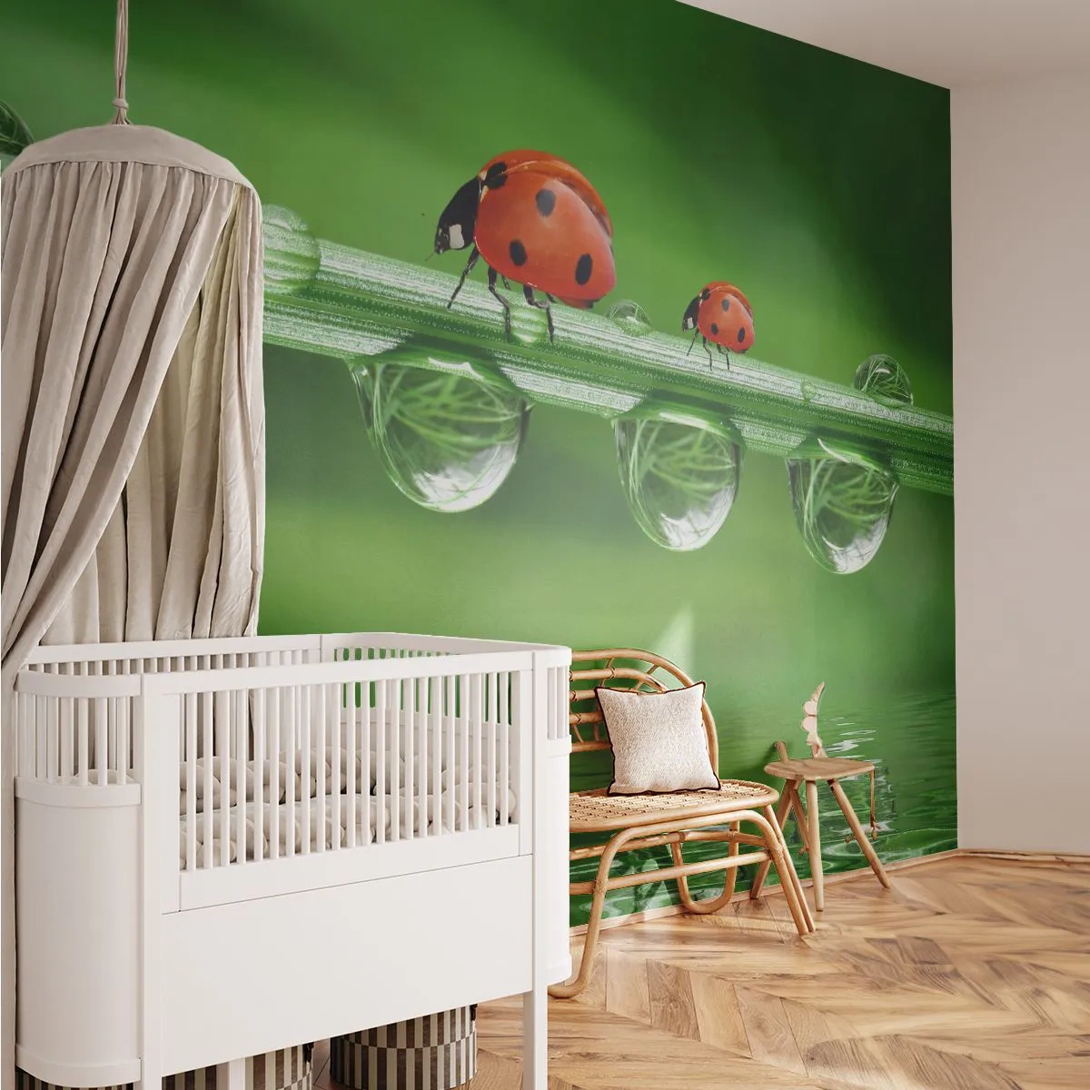 Papel de Parede Autocolante Deluxe Sticker - Estrada do verão - Joaninha, Uma gota d'água, Natureza - 250x175 cm